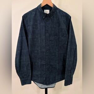 Billy Reid 100% Cotton Button Down Shirt | Men’s M | Navy Patterned